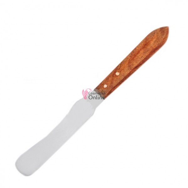 Spatula metalica, din inox, curbata cu maner din lemn